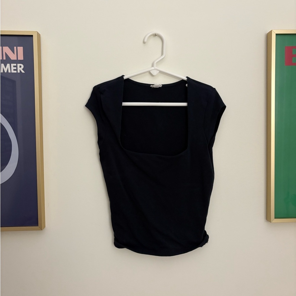 Garage Navy Portia Square Neckline T Shirt